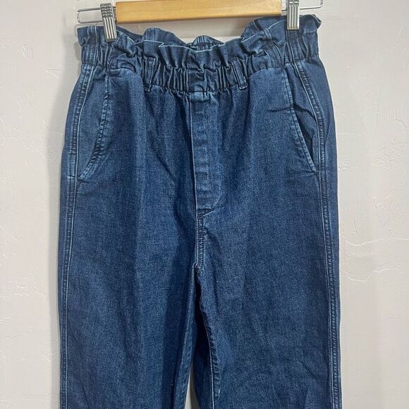Gap Jeans Womens 6T Blue Denim Paperbag Regular Fit Elastic Waist Pull On - Picture 2 of 7
